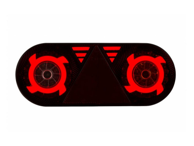 Lampa zespolona tylna z trójkątem odblask. HOR 105, STELLA, diodowa 12/24 V, prawa (6-funkcyjna, przewód okrągły 6x0,5 mm2, długość 2 m)